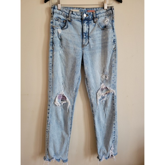 Anthropologie Pilcro The Vintage Straight Jeans, Ruffle Distressing, Sz 28 BOHO - Picture 2 of 10